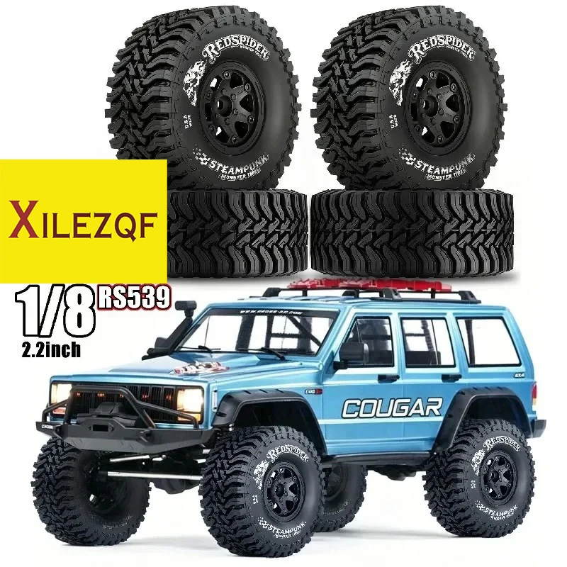 4pcs 136mm Metal 2.2 inch Beadlock Wheel Tire Set for 1/7 1/8 RC Crawler Car Axial SCX10 Wraith RR10 Capra Trxs TRX4 YK4082