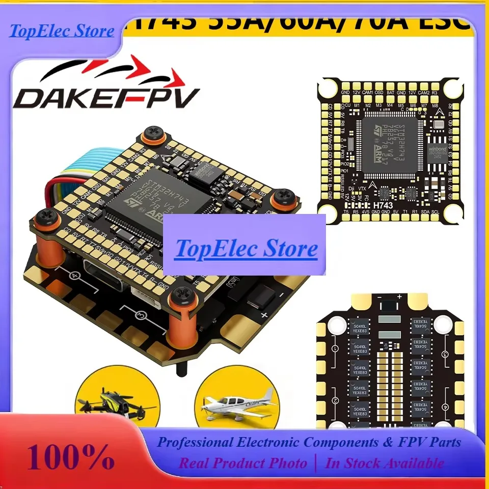 TopessDAKE H743 FC Stack/Flytower Flight Controller Board Barometer OSD 55A 60A 70A ESC For FPV Racing Drone Quadcopter