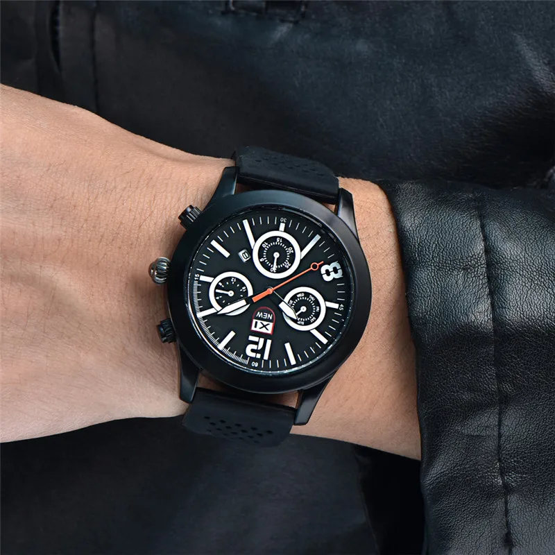 Relogio Masculino 1 pz/lotto XINEW Orologi di Marca Per Gli Uomini di Moda Casual Cinturino In Silicone Data Orologio Al Quarzo Nero Montre Homme 2025