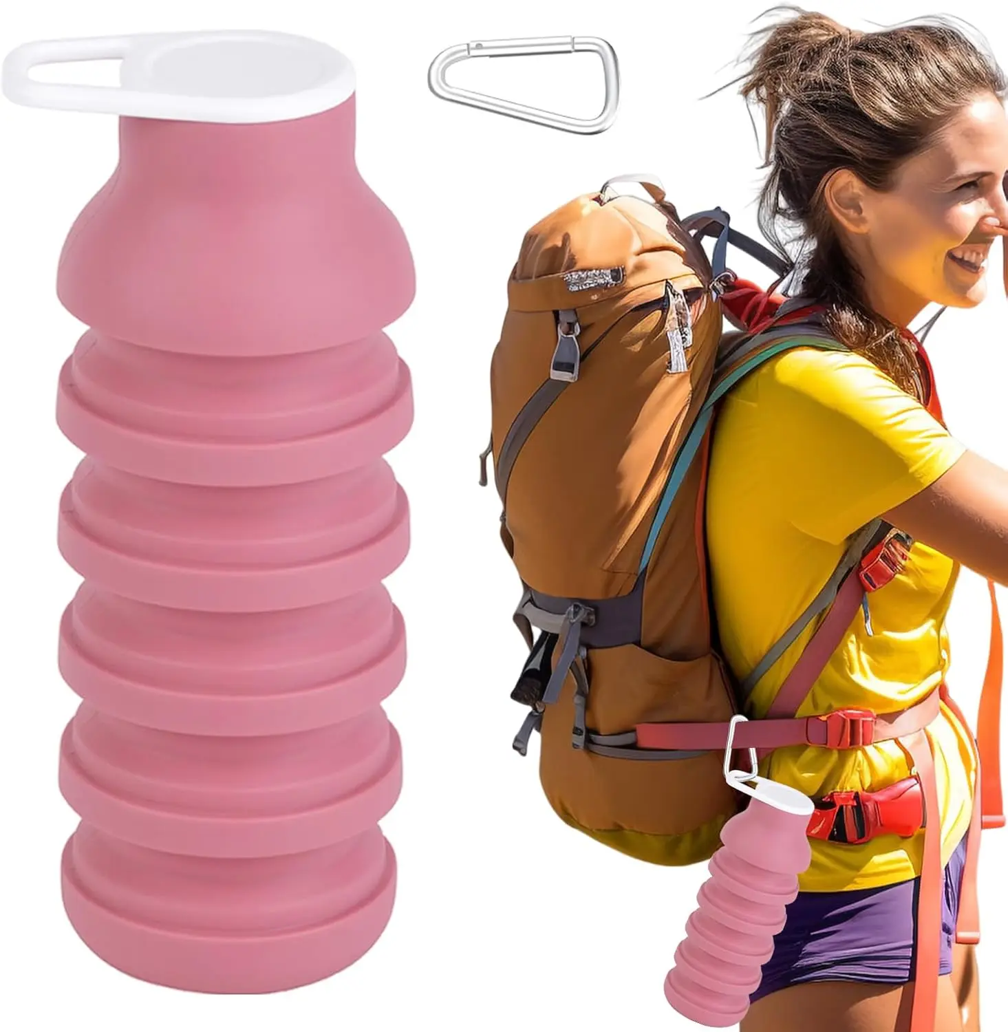 

600ml Collapsible Silicone Cup Portable Food Grade Bottle Camping Hiking Coffee Mug Outdoor Travel Biking Drinkware
