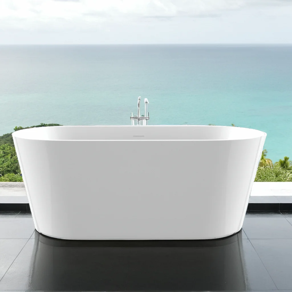 

51" Acrylic Free Standing Tub - Classic Oval Shape Soaking Tub, Adjustable Freestanding Bathtub with Integrated Slotted Overflow