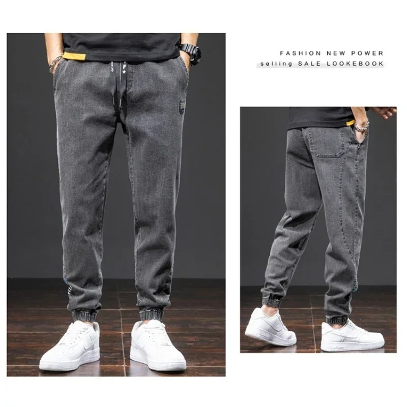 Autumn Jeans Joggers Mens 120KG Plus Size 6XL 7XL 8XL 5XL Loose Boys Trousers Jogging Ankle Length Male Harem Denim Casual Pants