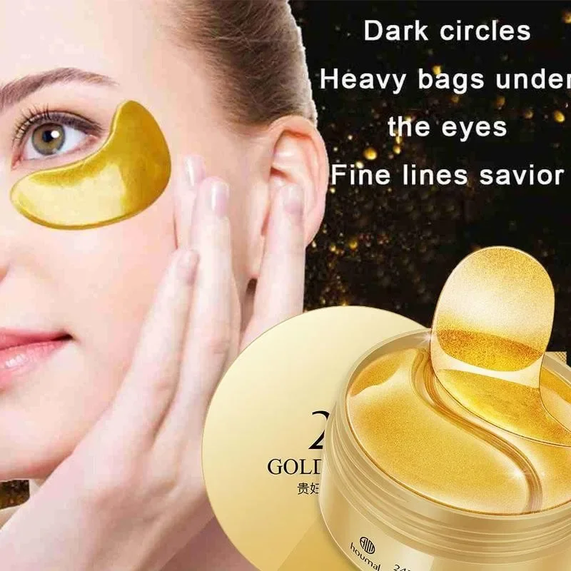 60pcs Gold Eye Mask idratante Seaweed Eye Patche Crystal Collagen Anti-rughe Anti invecchiamento rimuovi occhiaie cura degli occhi