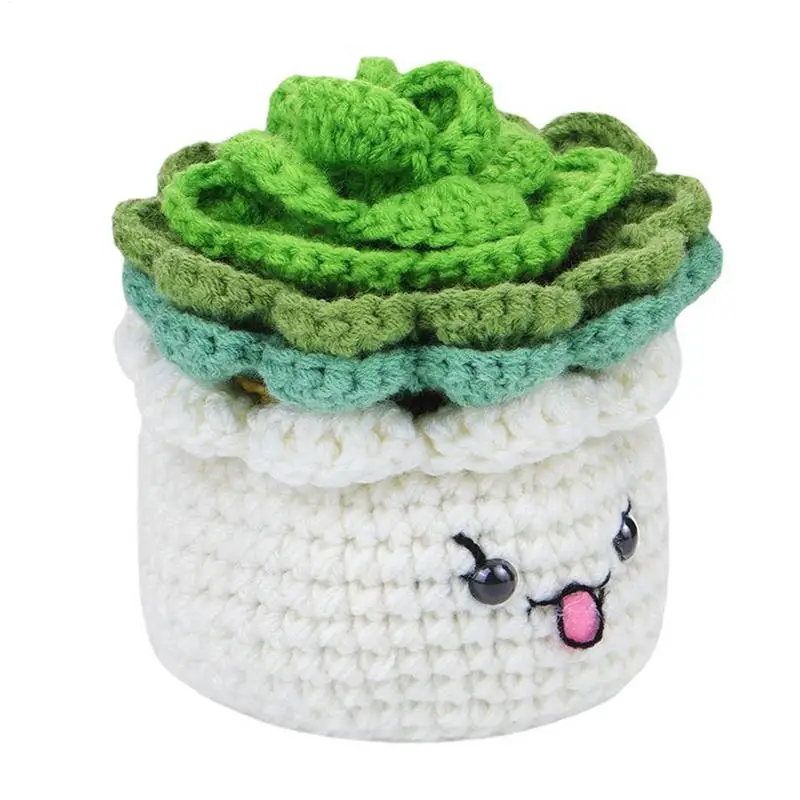 Coaster Flower Pot Crochet Kit Funny Starter Knitting Kit Crochet Start Kit With Step-by-Step Video Tutorials Easy-to-Learn