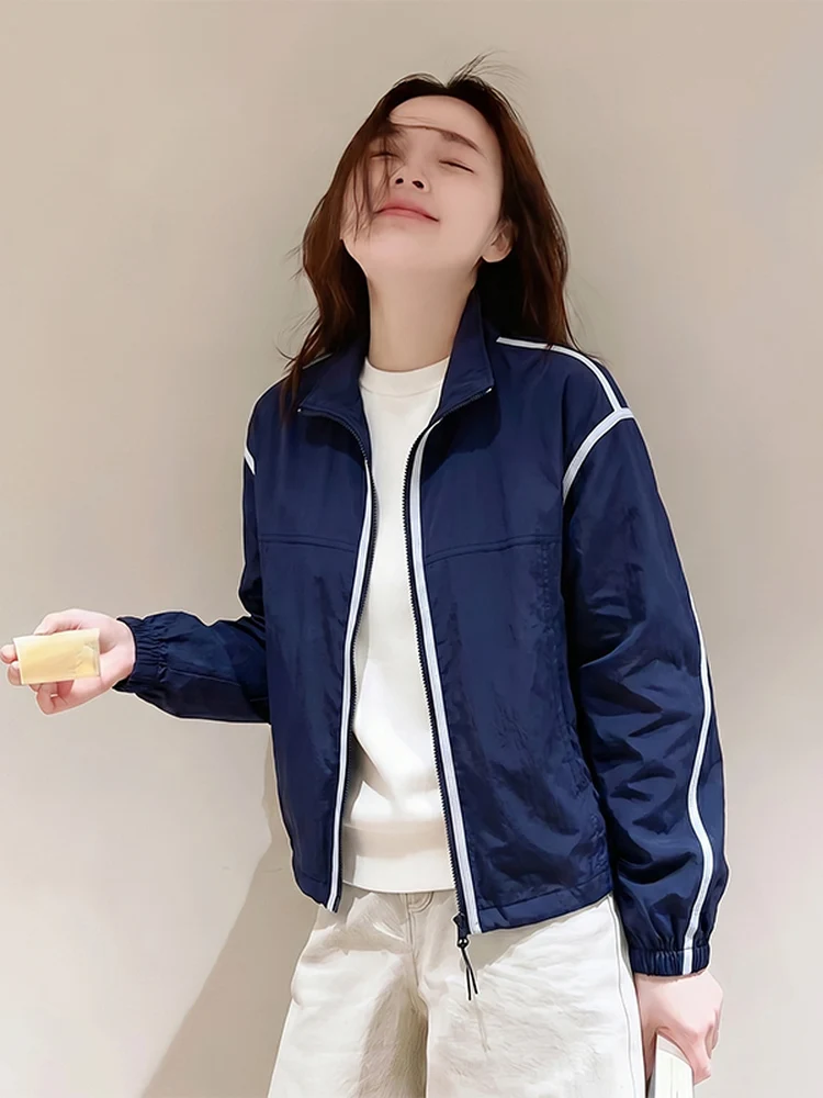

Elegant Thin Short Jacket Women's Spring Summer Stand Collar Lightweight Fashionable Sun Protection Clothing Premium Quality