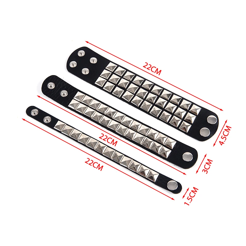 Punk Gothic Rock Unikalna Bransoletka Męska z Szeroką Mankietą, Nitami i Ćwiekami, Biżuteria Męska