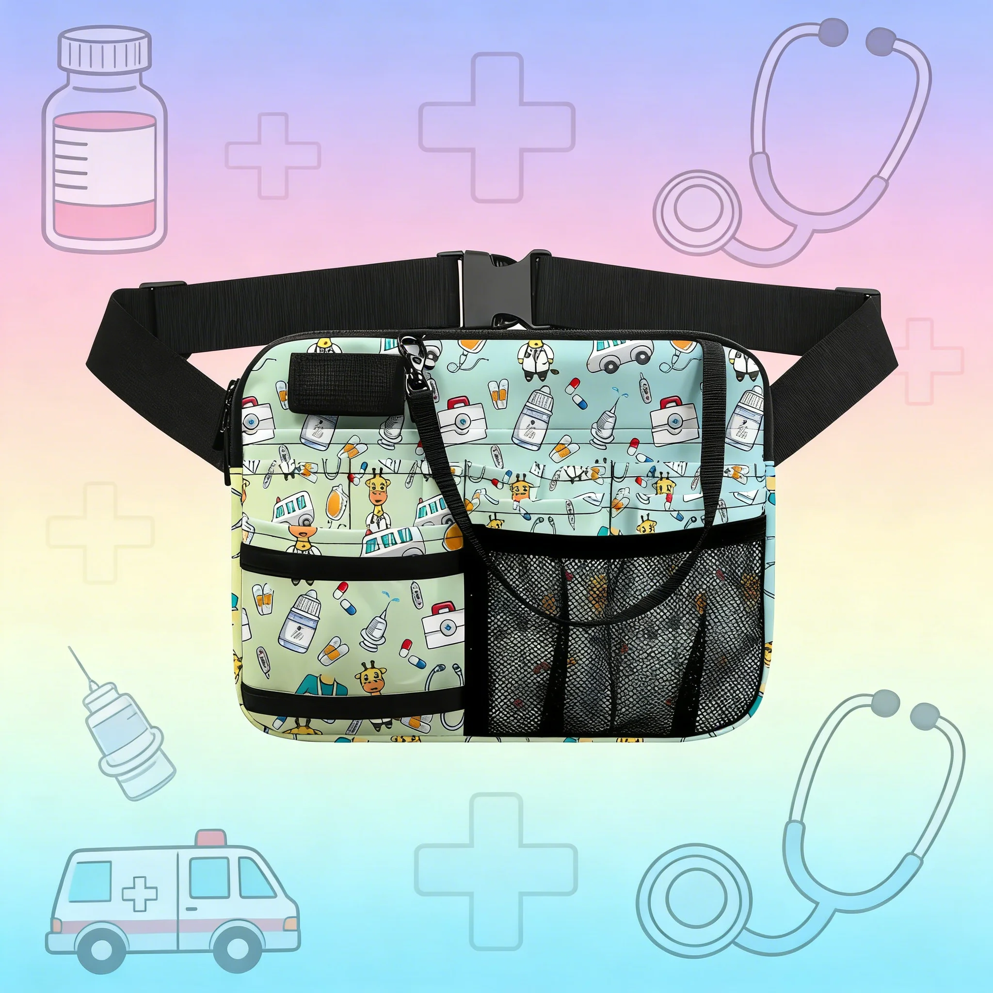 

Neon Rainbow Nurse Fanny Pack Trendy Medical Organizer Belt for Young Nurses