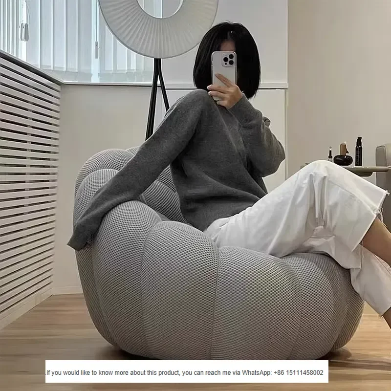 Modern Living Room Furniture Boucle Fabric Bubble Sofa Pumpkin Lounge Accent Armchair Single Sofa Chair with Ottoman
