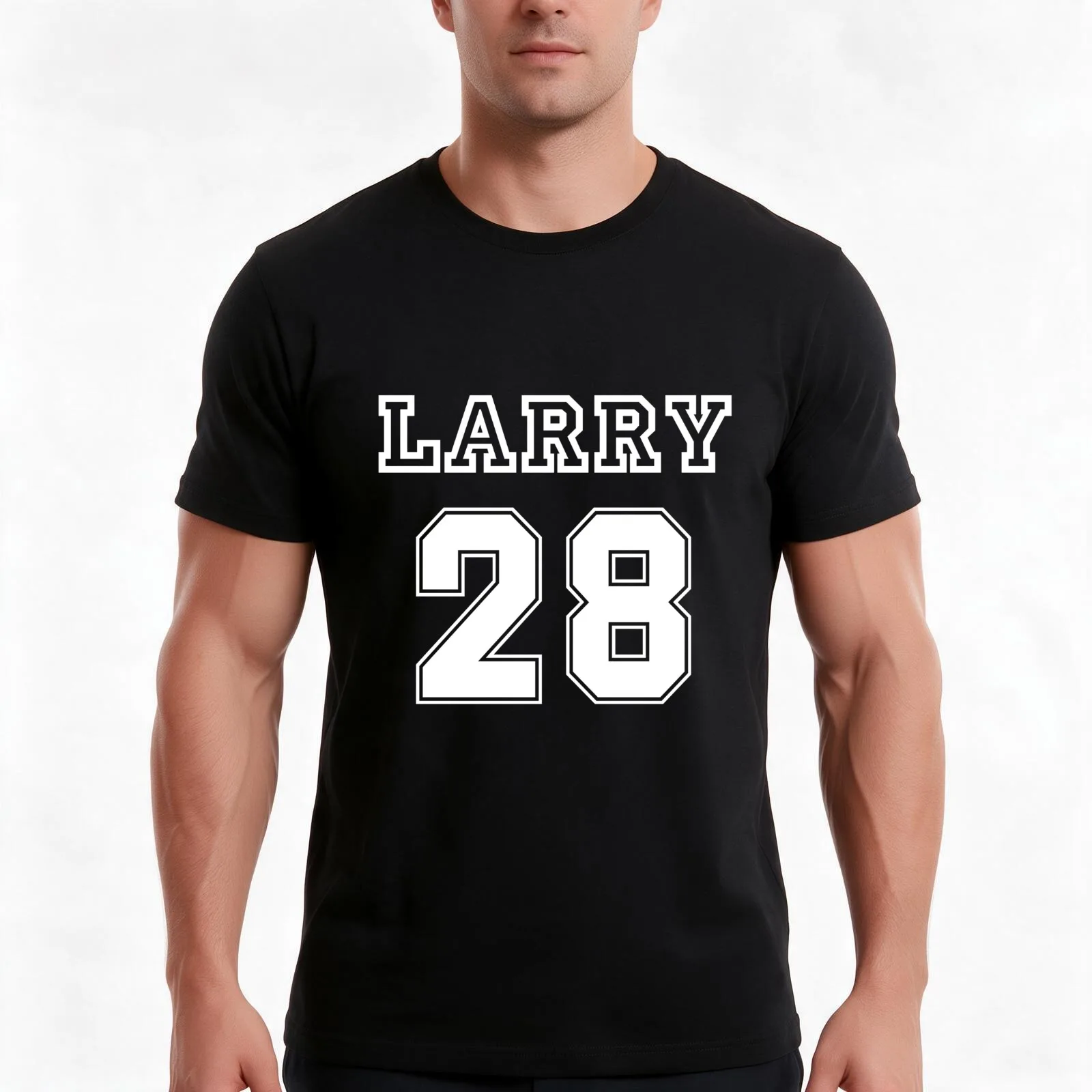 Larry T-Shirt, Summer Casual Cotton Tee, Oversized Streetwear Tops, Vintage Graphic Print, Loose Fit Short Sleeve, 100% Cotton