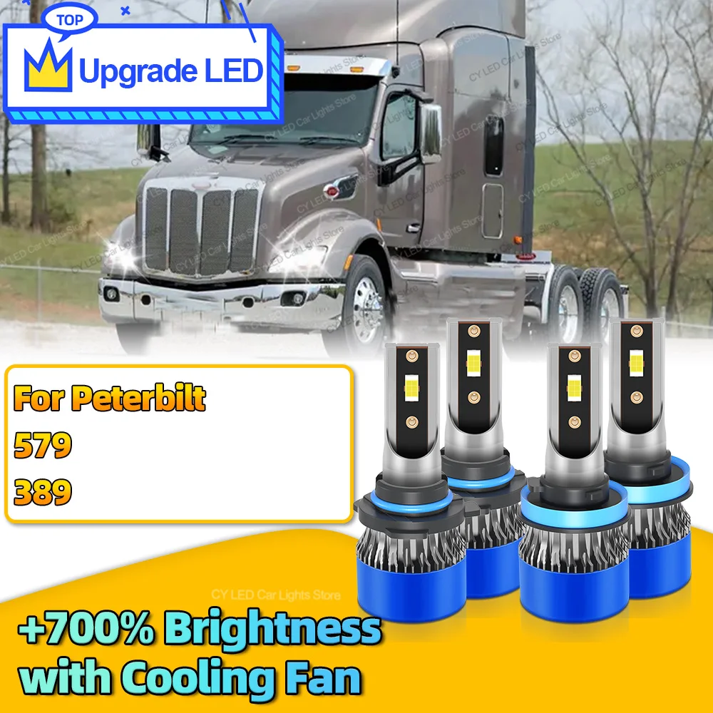 

4Pcs 30000LM Canbus Car LED Headlights Bulb HB3 H11 Auto Lights Lamp For Peterbilt 579 389 Upgrade replacement Headlamp