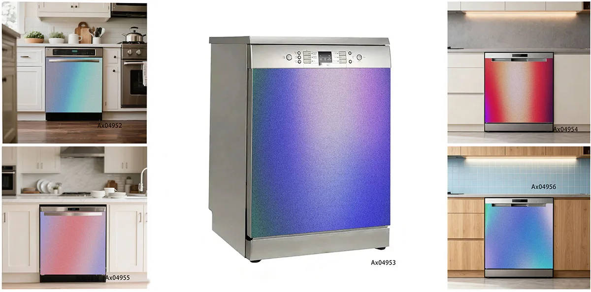 Matte Grain Pastel Gradient Rainbow Solid Color Dishwasher Sticker Anti-Oil Washing Machine Cabinets Wardrobe Door Decor Decal