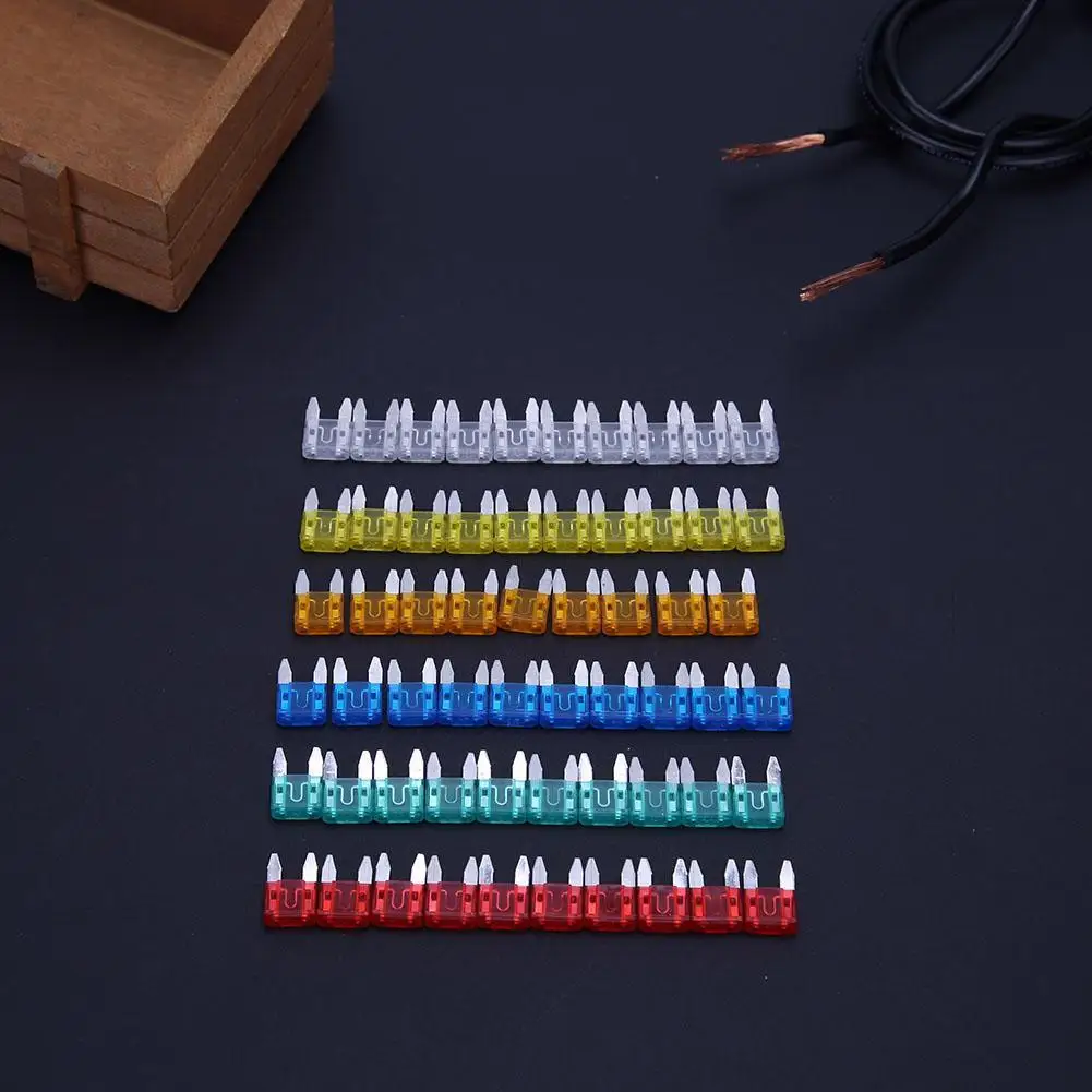 60Pcs Auto Car Truck Mini  Blade 5A 10A 15A 20A 25A 30A Mixed Set Kit Car Styling Auto Safety Blade