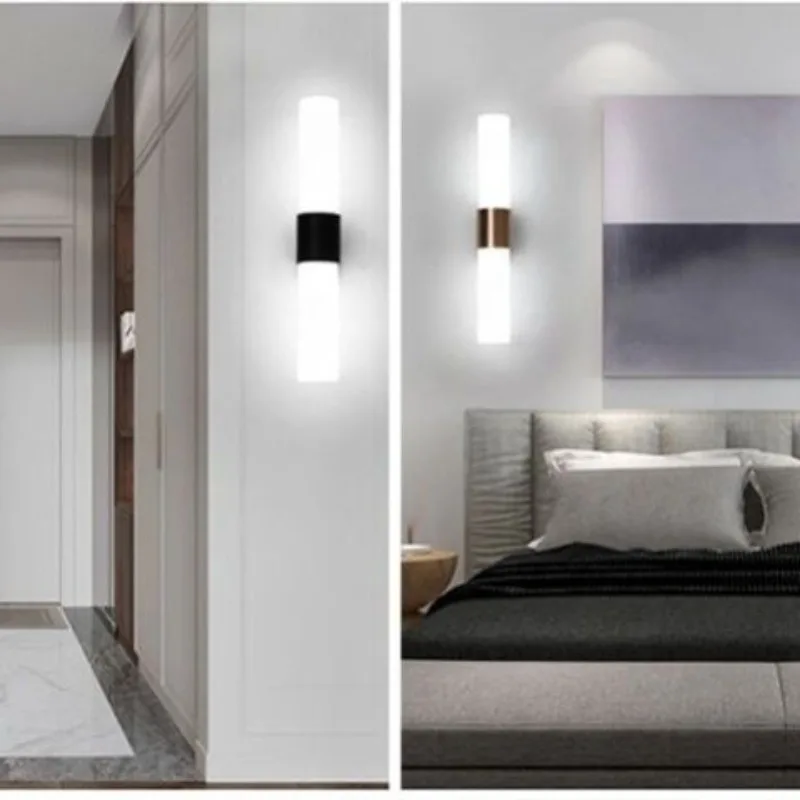 Wall Lamp Modern Living Room Acrylic Gold Double Head Nordic Bedroom Decoration Aisle Simple Light Luxury Lamp Wall Home Room