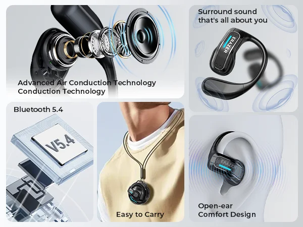 ERAZER X8 Real Time Translation Headphones With Mic Gaming Wireless Earphones Low Latency HD Call Waterproof Sports Bluetooth