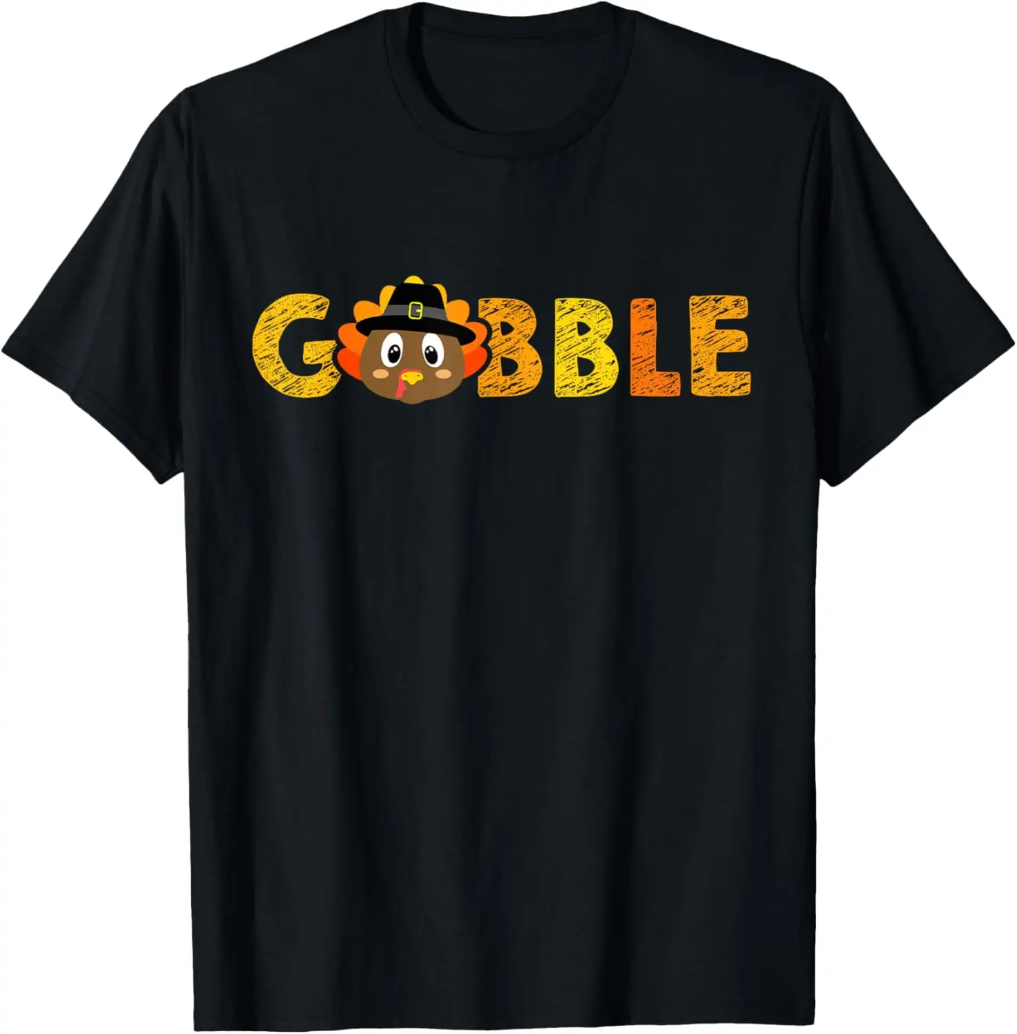 Cute Gobble Gobble Turkey Pilgrim Little Boys Thanksgiving T-Shirt