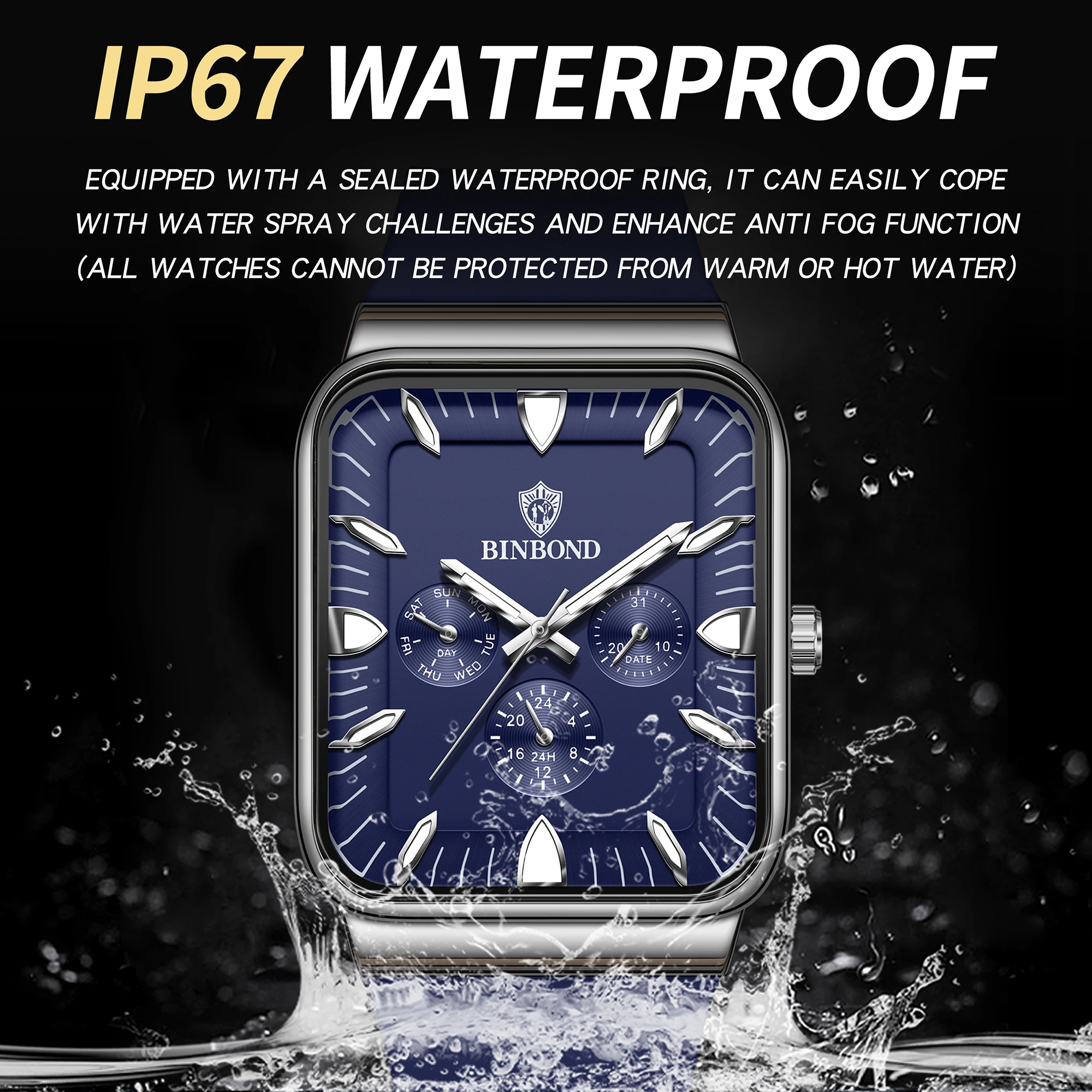 

BINBOND zegarki kwarcowe montre luxe nautilus relogio luxo masculino Mainland China SPORT Quartz Alloy Pin Buckle 3Bar Silicone