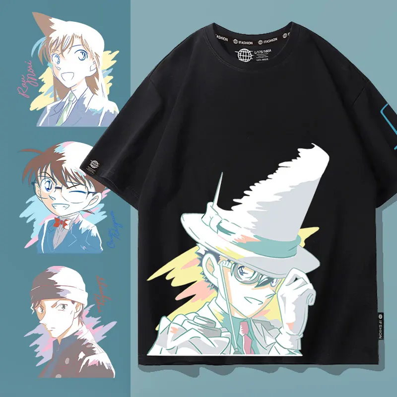 

Detective Conan joint short-sleeved male T-shirt thief Kidd two yuan half sleeve gray original summer cotton clothes