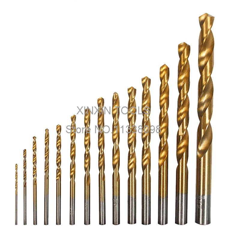 

10PCS 0.5mm-5.0mm High Speed Steel Titanium coated straight shank Twist Drill Bits for metal (1mm/1.5mm/2mm/2.5mm/3mm/4mm/5mm)