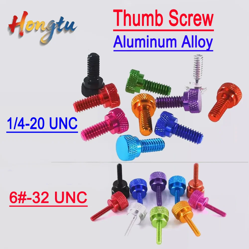 10Pcs Mixed Color Anodized Aluminum Thumb Screws - 6#-32 & 1/4-20 UNC Threads, Knurled Hand-Tightened Design for PC Side Panels