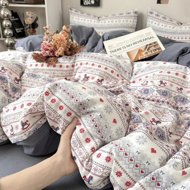 

2026 New Vintage Merad Wind Puff Cotton Double Yarn Single Product Quilt Cover Spring Washed Cotton Comfortable Duvet Bed Cover