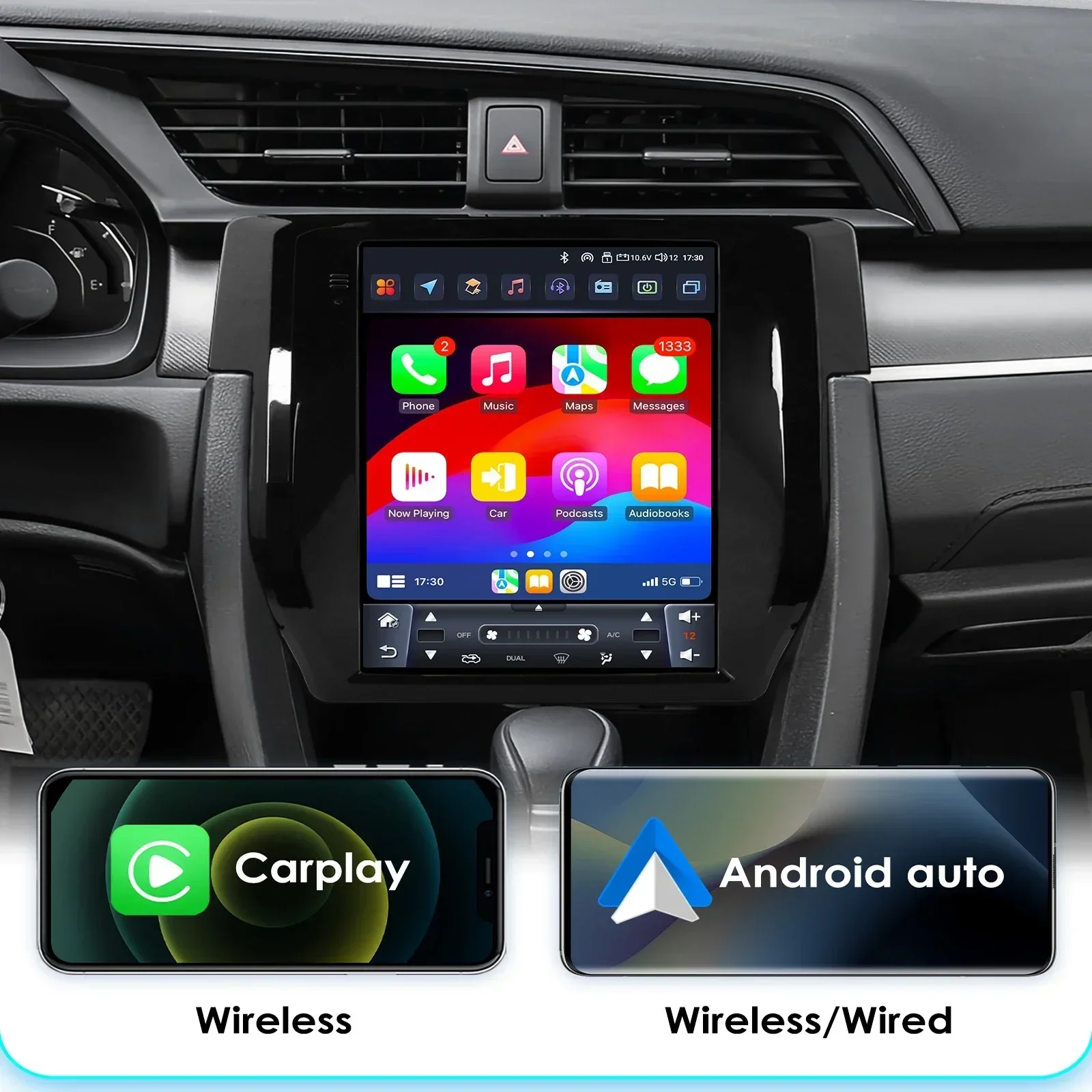 4G اللاسلكية CarPlay راديو السيارة مشغل وسائط متعددة لهوندا سيفيك هاتشباك 2015 -2020 أندرويد السيارات لتحديد المواقع 2din Autoradio تسلا نمط