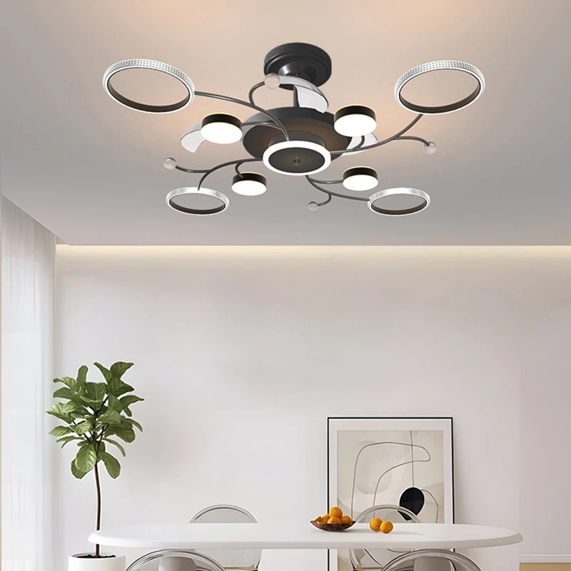 Plafonnier LED au Design Moderne et Minimaliste avec Ventilateur Invisible, Luminaire Décoratif de Plafond, Idéal pour une Chambre à Coucher, un Salon, une Salle à Manger ou un Bureau