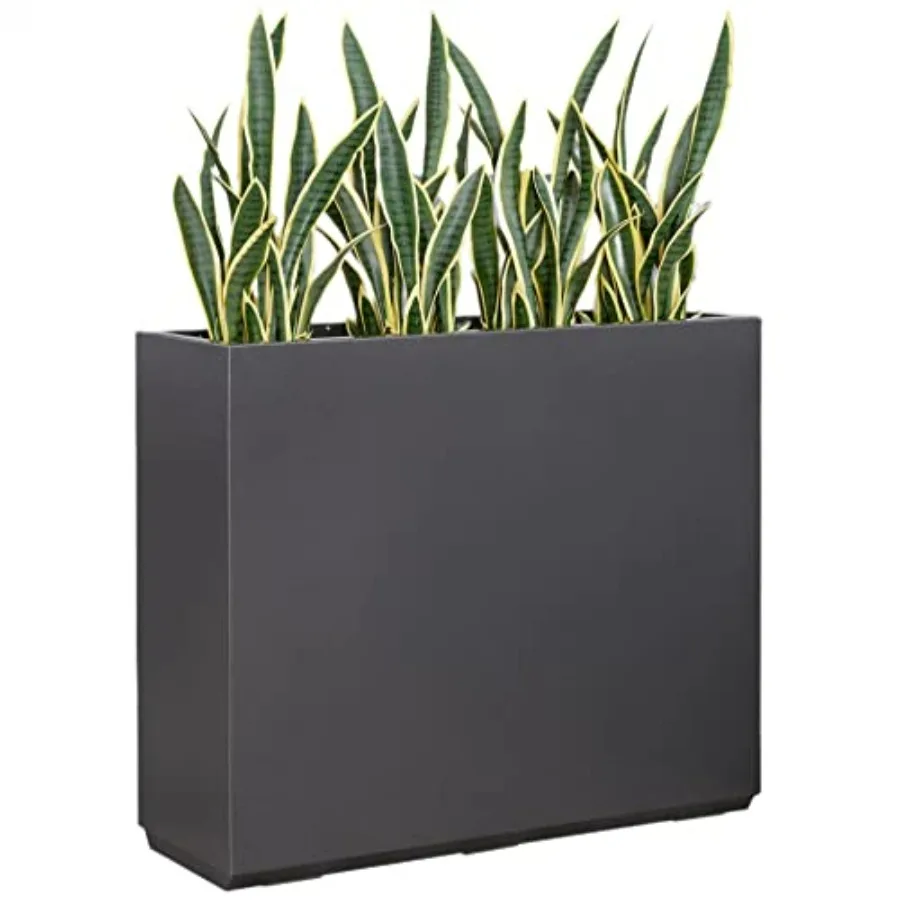 

Outdoor metallic heavy planter for plants, gray steel, 38Lx10Wx30H inches, no assembly required, durable indoor/outdoor divider
