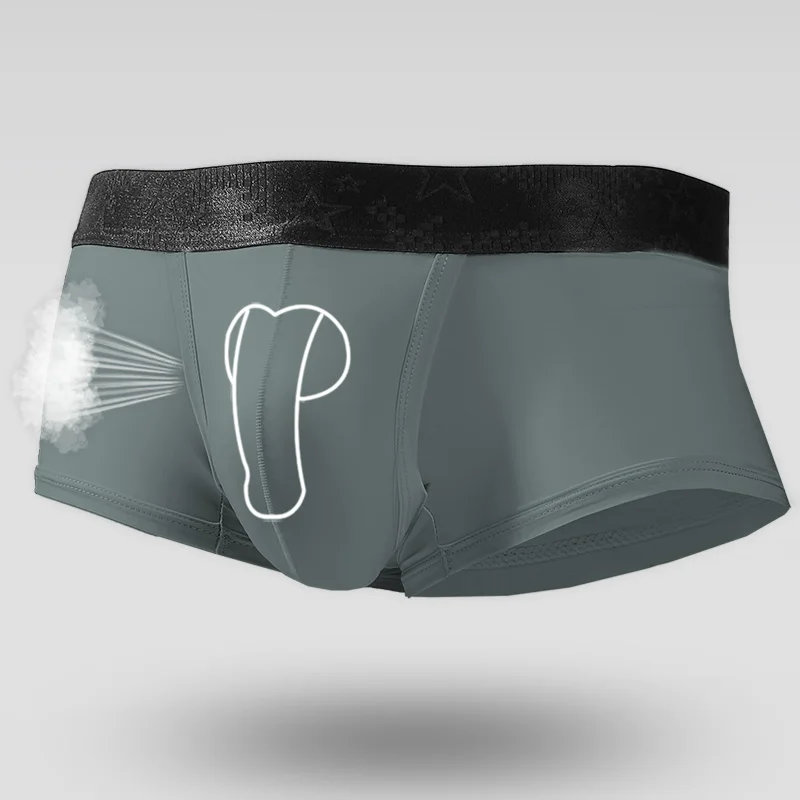 3PC Men's Ice Silk Thin Summer Boxers with Support for Scrotum, Bullet-style Separation and Anti-Formatting