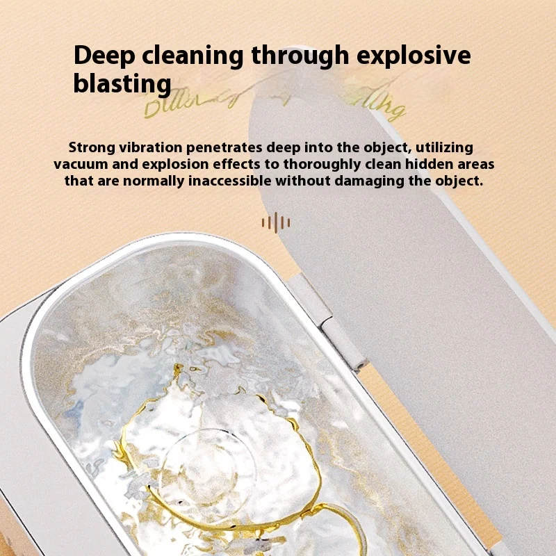 Mini Ultrasonic Household Cleaner High-Frequency Vibration Tool for Glasses Jewelry Tableware Deep Cleaning