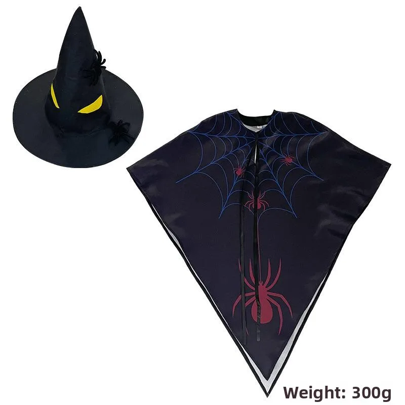 

Детский костюм паука ужасов для выступления на сцене, новый капюшон с трансграничным принтом паука, нео халат, модное лето 2023, лето