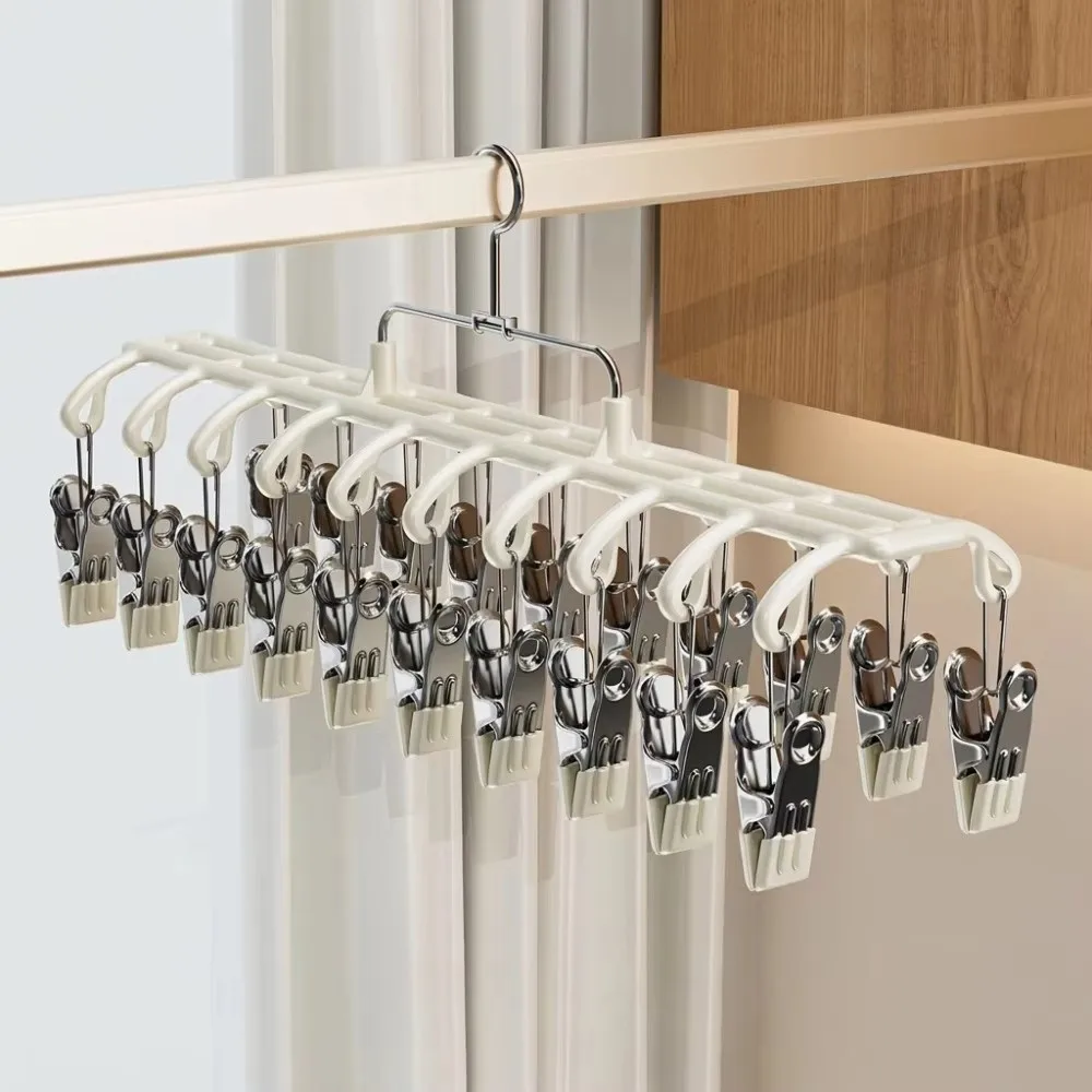 20 Clips Drying Clothes Hanger Rustproof Non-marking Trouser Hanging Hook Windproof Corrosion-Resistant Camisole Bra Clips