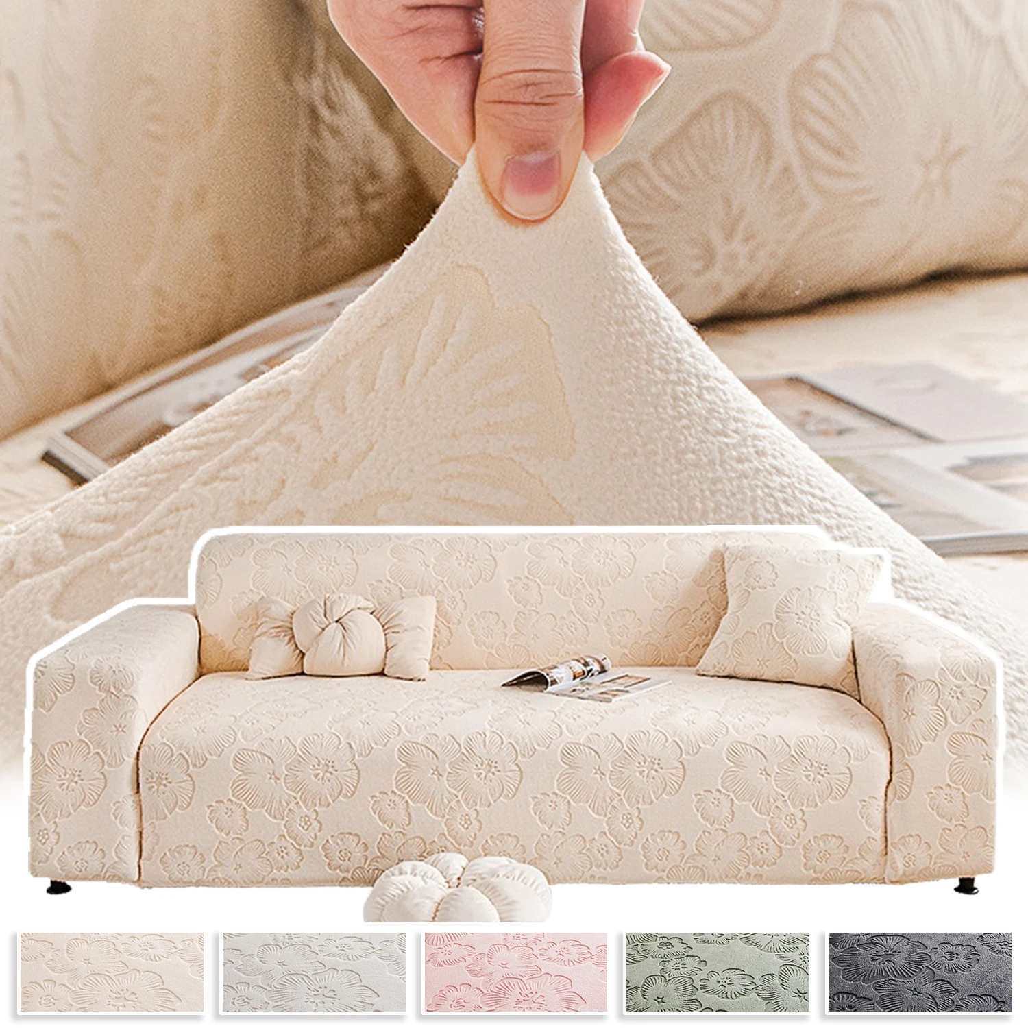 1/2/3/4 Seater Jacquard Elastic Sofa Cover for Home Living Room Slipcovers Stretch Polar Fleece Armchair Protector L Shaped Sofa