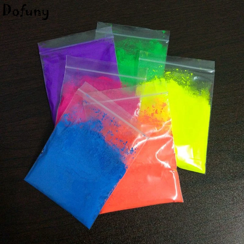 Mixed 5 Color/Set Neon Nail Coating Fluorescent Powder Phosphor Pigment for Nail Polish&Painting&Printing DIY Cosmetics Dye