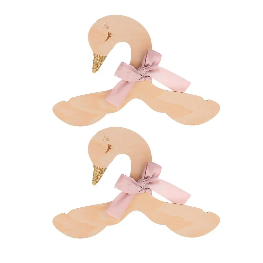 

Bowknot Clothes Hanger 2 Pcs Wood Coat Handmade Kids Storage Rack Swan Shape Fashion Cute Home ganization Tool
