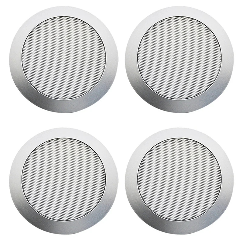 2X Ceiling Speaker Grille, 4-Inch Ceiling Embedded Audio Speaker Grille(Silver)