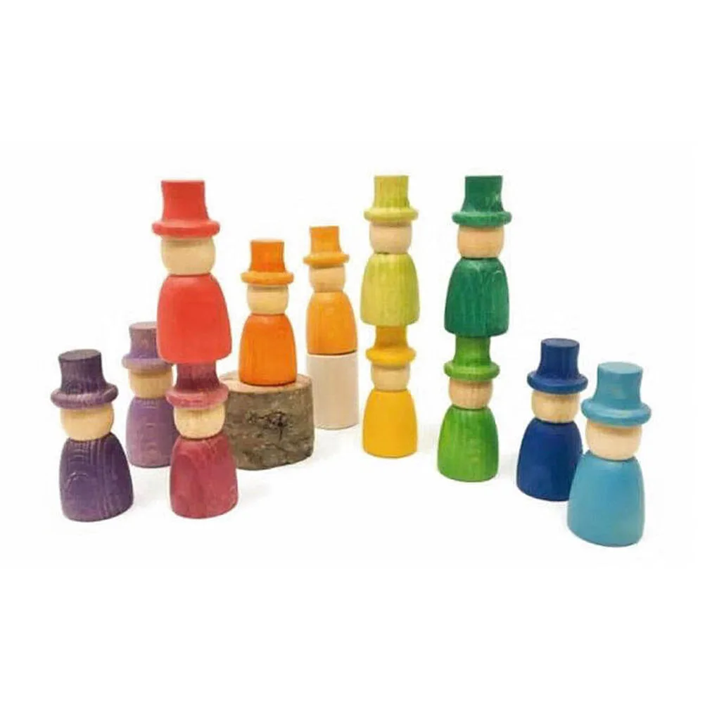 Figuras artesanales de madera coloridas para niños, marionetas decorativas suaves y ligeras de 6,5 cm para pared, ventana, puerta, mesa, estantería, 10 Uds.