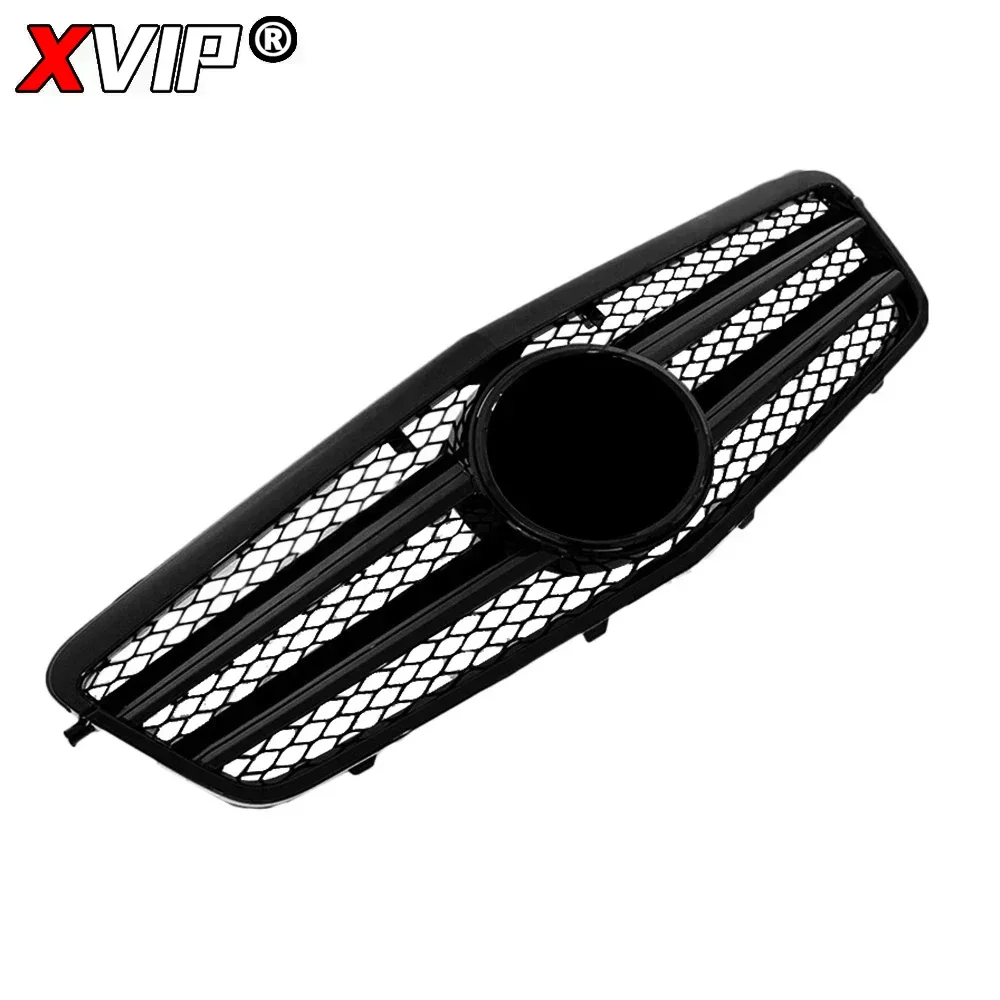 شبكة ممتصة للصدمات على طراز الماس الأسود من الكروم XVIP لسيارة Mercedes Benz W212 E-Class E200 E220 E350 E550 2010-2013 ضبط الشبكات العلوية #4