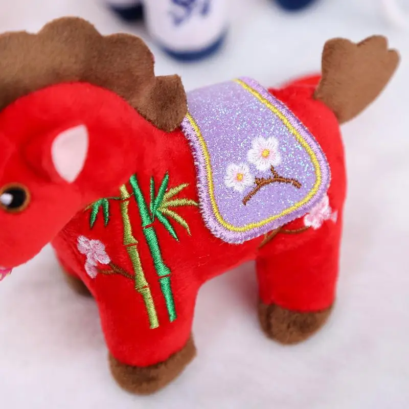 14cm Simulation Stuffed Pony Doll Bag Decor Cute Mini Embroidered Colorful Horse Pendant Keychian Plush Toy