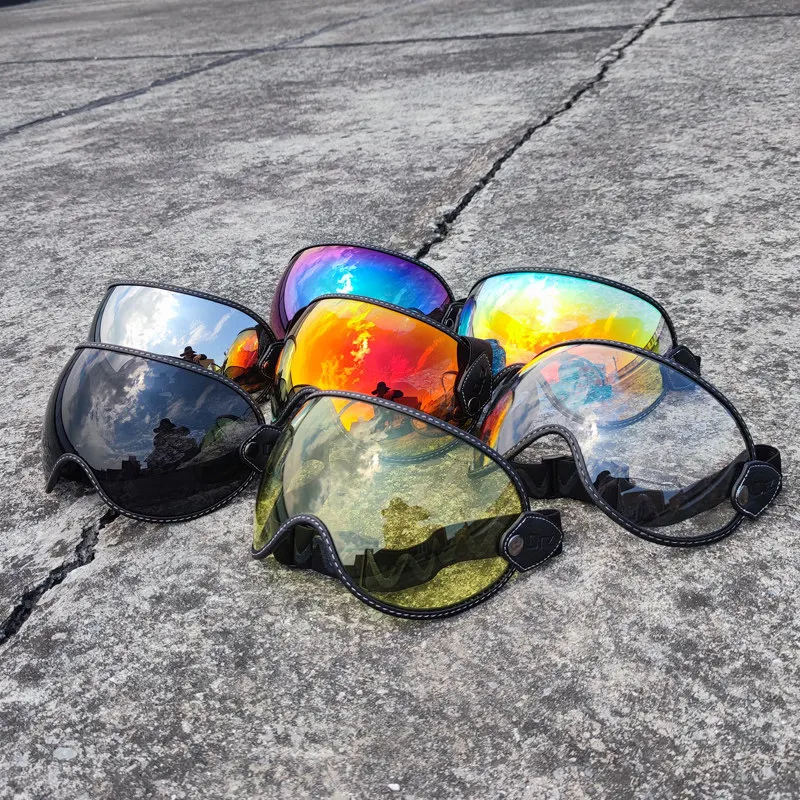 retro helmet strap goggles, locomotive full 4/3 bubble mirror, full helmet four-season goggles, motorcycle helmet mirror