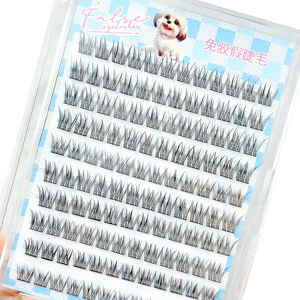 Müheloses Glam, einfach anzubringendes 120-Cluster-selbstklebendes falsches Wimpern-Set – C-Curling, 12 mm Fischschwanz-Design, natürlicher Kreuzstil – Detail 2
