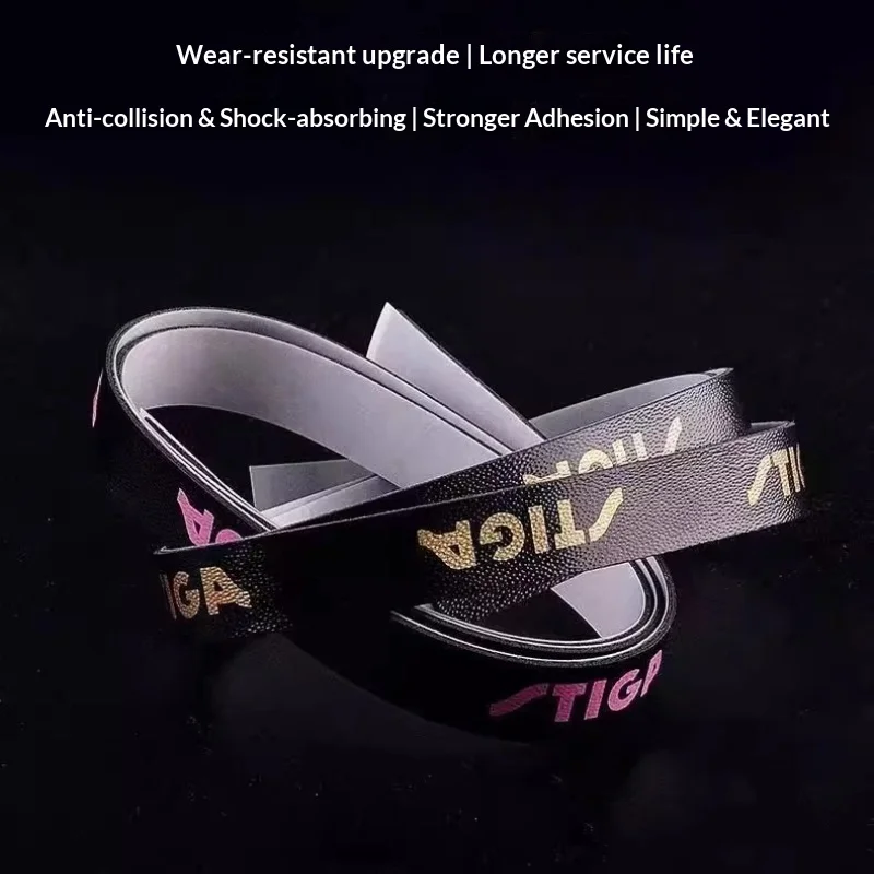 

STIGA Table Tennis Edge Tape Wear-Resistant Anti-Collision Guard Strip PU Pink Gold Color Ping Pong Racket Edge Protector