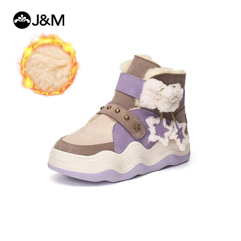 

J&M Winter Women Boots Platform Shoes Keep Warm Snow Boots Outdoor Ladies Slip on Comfortable Winter Cotton Shoes