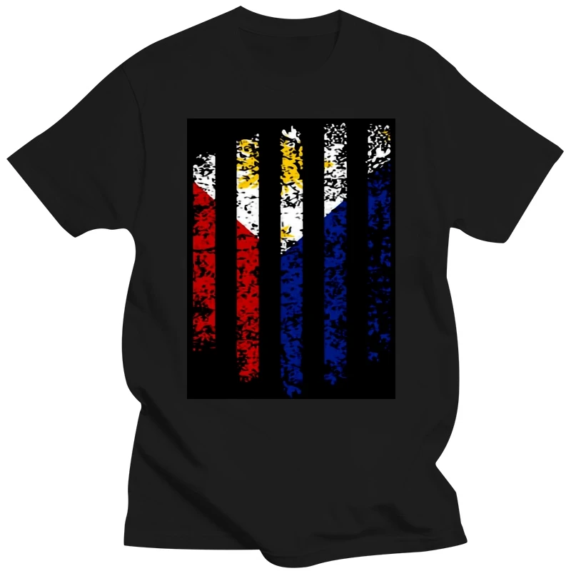 Philippines Vintage Flag Print Mens Black T-Shirts Funny Custom Design Flag Tops Christmas Gift Shirts