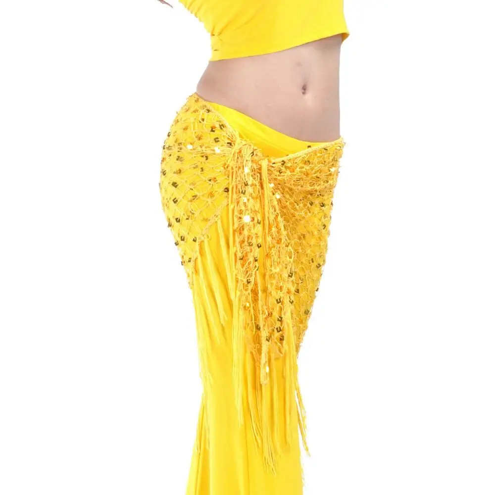Moda nappa danza del ventre sciarpa dell'anca paillettes bohemien catena in vita all'uncinetto cintura da donna gonna mostra costumi