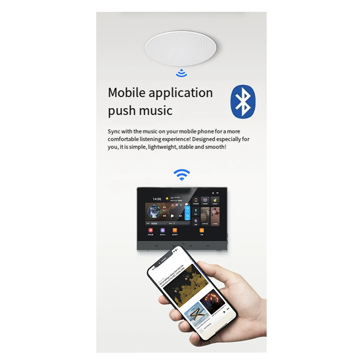 

Tuya Smart Home Music System 7 Inch Android 11 Control Panel, in-Wall Amplifier Home Theater Mini Audio System