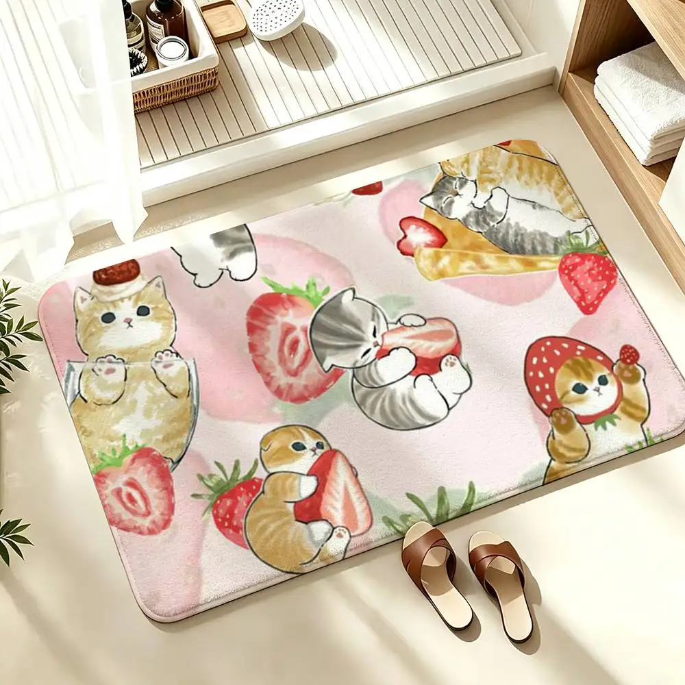 M-Mofusands Lovely C-Cat  Soft Absorbent Decorative Floor Mat for Bathroom Entryway Living Room