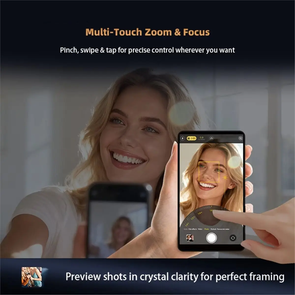 (A99Z] CP5 Ultra Screen Selfie Reversable Control Mobile Magnetic Monitor Phone Hd Filming Zoom Projection Pink