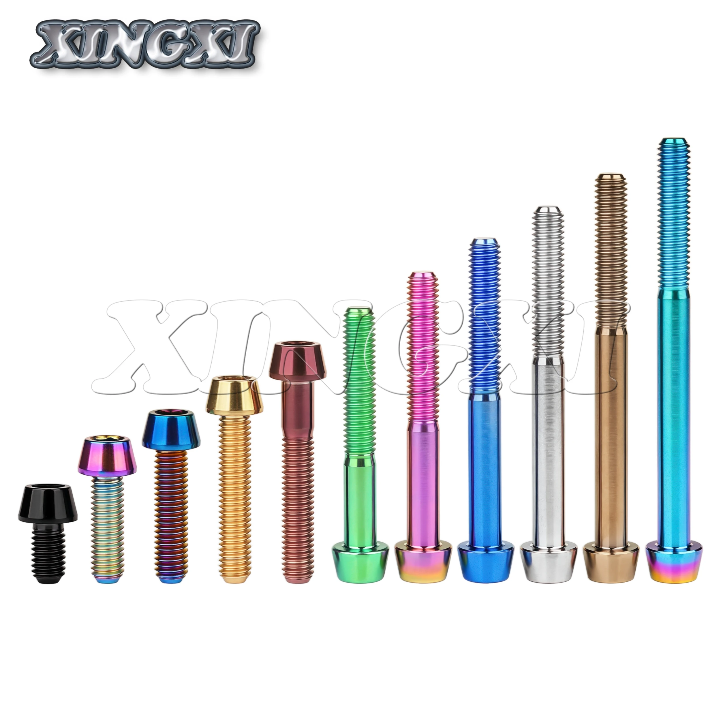 Xingxi-Vis à Tête Conique en Titane M6x10, 16 18 20 25 30 35 40 45 50 55 60 65mm, Clé Allen pour Casque de Vélo, Boulons de Frein