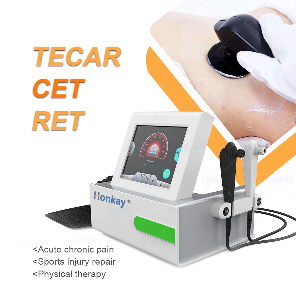 

448KHz Smart Tecar Therapy Machine CET RET Monopolar R F Diathermy Pain Relief Sports Rehabilitation Physiotherapy Equipment