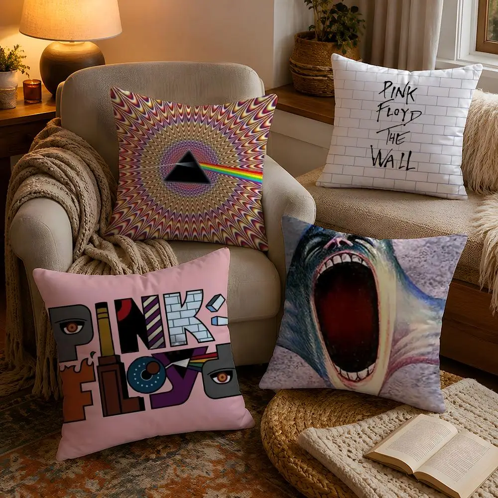 Band F-FloydS Cushion Cover 1pc Square Plush Pillow Cover Soft Fuzzy Removable Washable Bed Bedroom Decor